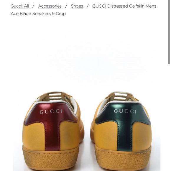 NEW GUCCI Distressed Calfskin Mens Ace Blade Sneakers - Picture 2 of 6